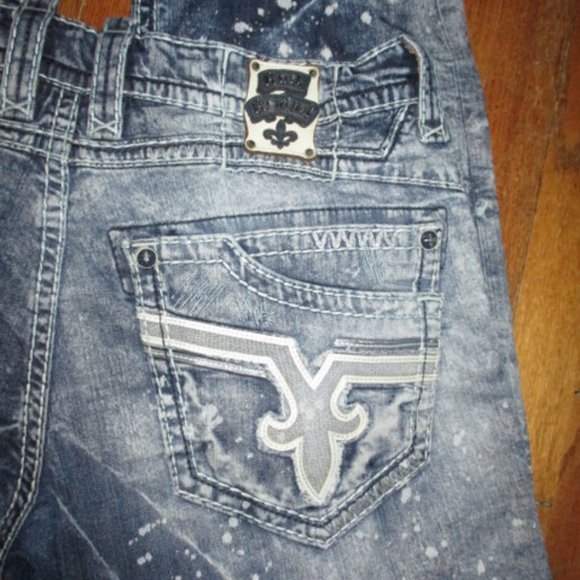 ROCK REVIVAL Chenko Straight Acid Splatter Jeans Sz 38 - Picture 6 of 12
